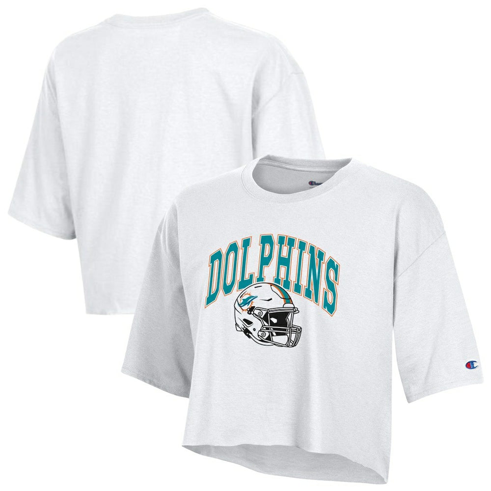 Miami Dolphins Champion Women's Boyfriend Cropped T-Shirt White | NFL