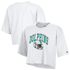 Miami Dolphins Champion Women's Boyfriend Cropped T-Shirt White | NFL