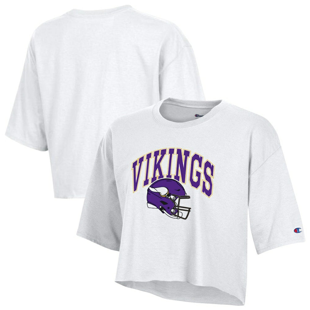 Minnesota Vikings Champion Women's Boyfriend Cropped T-Shirt White | NFL