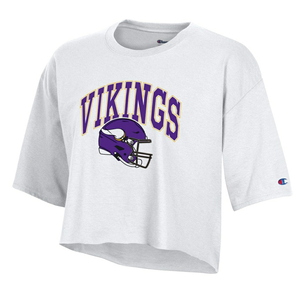 Minnesota Vikings Champion Women's Boyfriend Cropped T-Shirt White | NFL