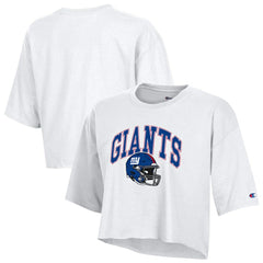 New York Giants Champion Women's Boyfriend Cropped T-Shirt White | NFL
