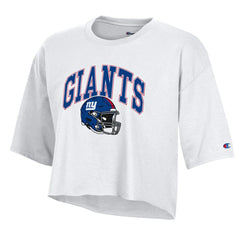 New York Giants Champion Women's Boyfriend Cropped T-Shirt White | NFL
