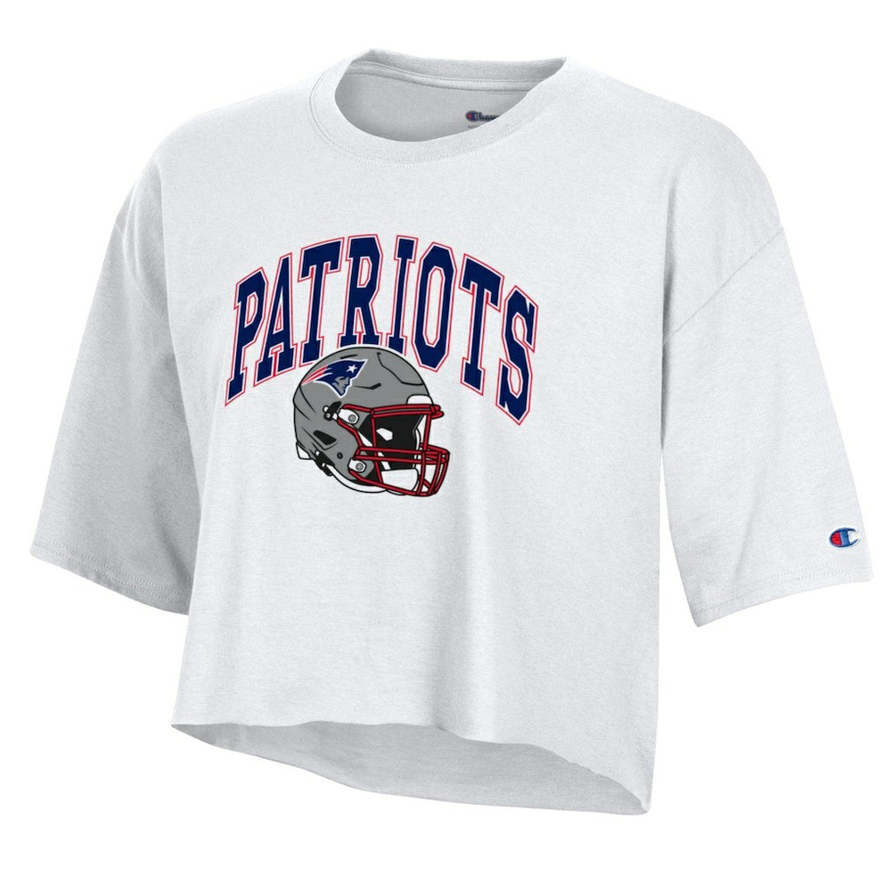 New England Patriots Champion Women's Boyfriend Cropped T-Shirt White | NFL