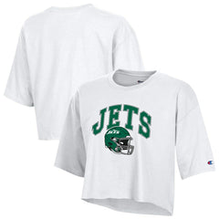 New York Jets Champion Women's Boyfriend Cropped T-Shirt White | NFL