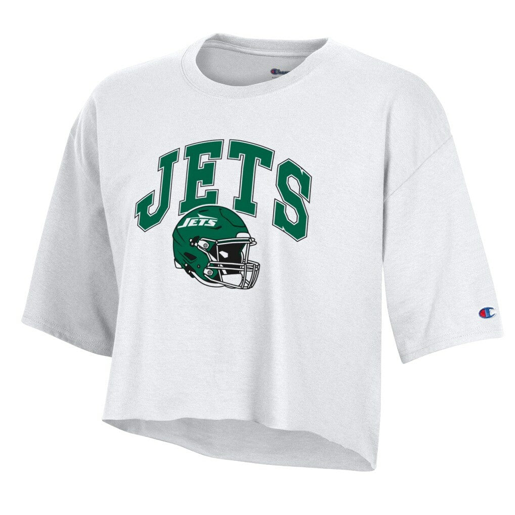 New York Jets Champion Women's Boyfriend Cropped T-Shirt White | NFL