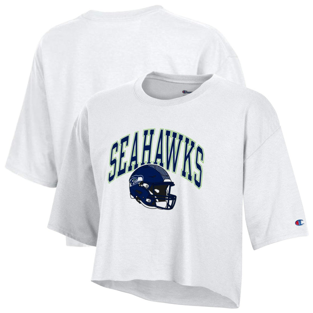 Seattle Seahawks Champion Women's Boyfriend Cropped T-Shirt White | NFL