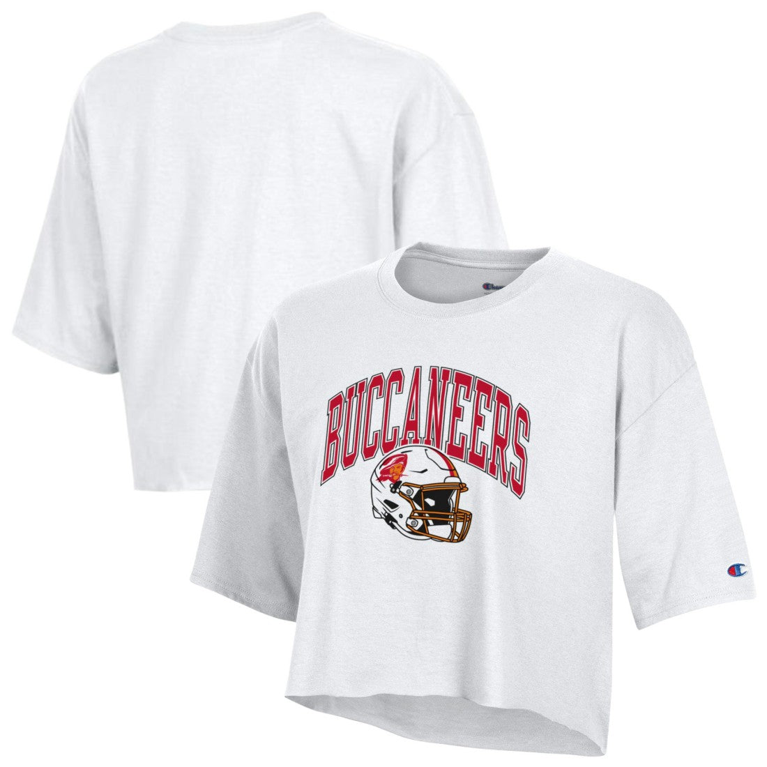 Tampa Bay Buccaneers Champion Women's Boyfriend Cropped T-Shirt White | NFL