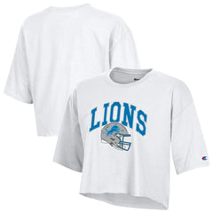 Detroit Lions Champion Women's Boyfriend Cropped T-Shirt White | NFL