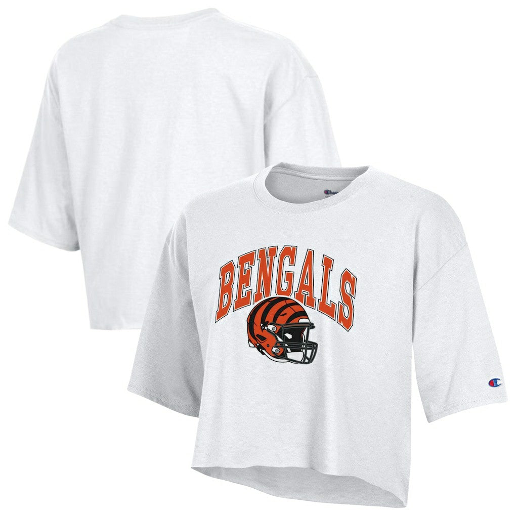 Cincinnati Bengals Champion Women's Boyfriend Cropped T-Shirt White | NFL
