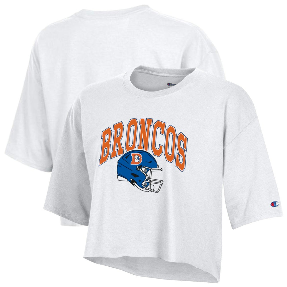 Denver Broncos Champion Women's Boyfriend Cropped T-Shirt White | NFL