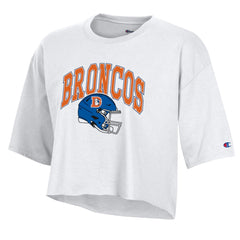 Denver Broncos Champion Women's Boyfriend Cropped T-Shirt White | NFL