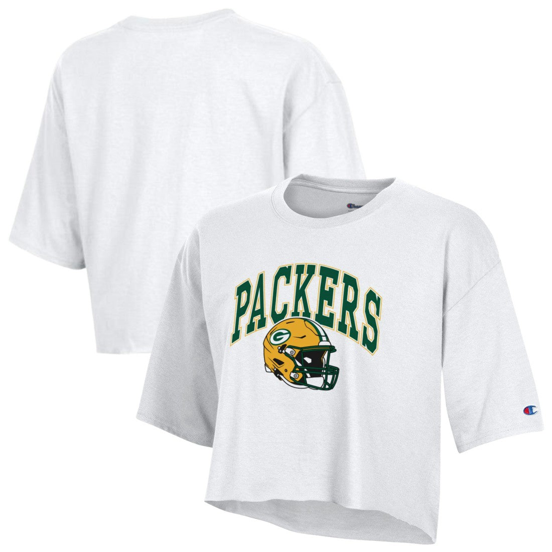 Green Bay Packers Champion Women's Boyfriend Cropped T-Shirt White | NFL