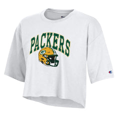 Green Bay Packers Champion Women's Boyfriend Cropped T-Shirt White | NFL