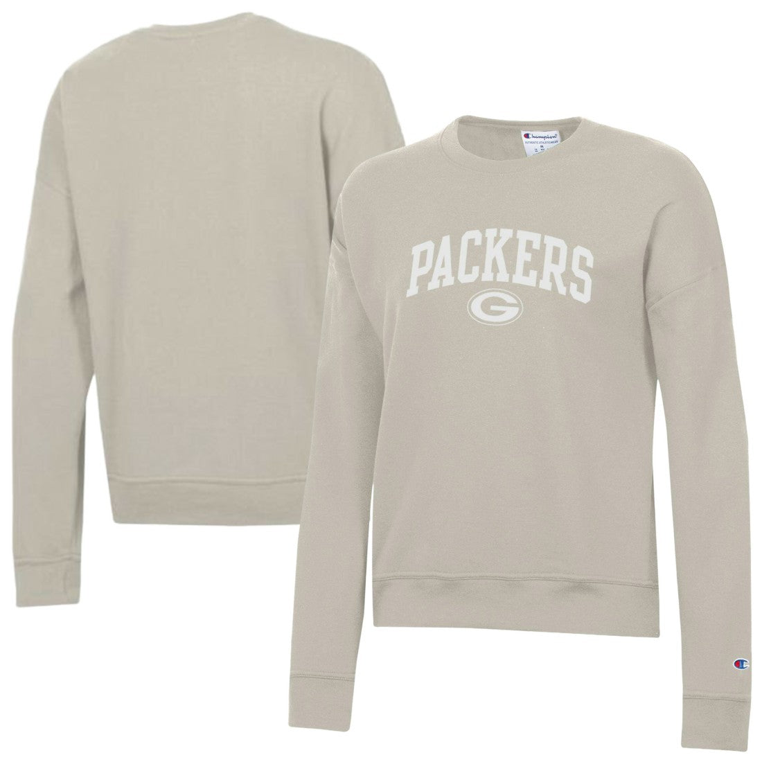 Green Bay Packers Champion Women's Powerblend Cocoa Butter Fleece Sweatshirt Light Brown | NFL
