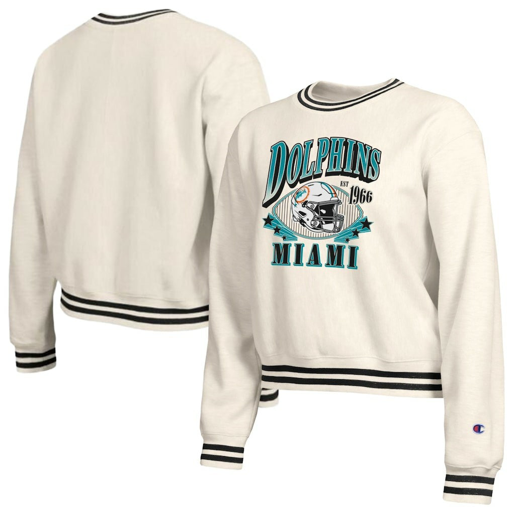 Miami Dolphins Champion Women's Reverse Weave Fleece Sweatshirt Cream | NFL
