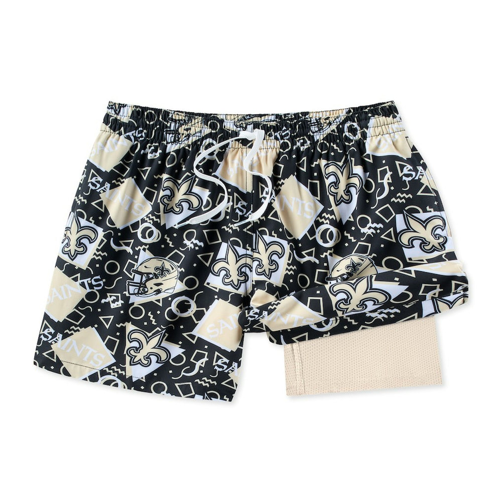 New Orleans Saints Chubbies Game Day Fit Classic Lined Swim Trunks Black | NFL