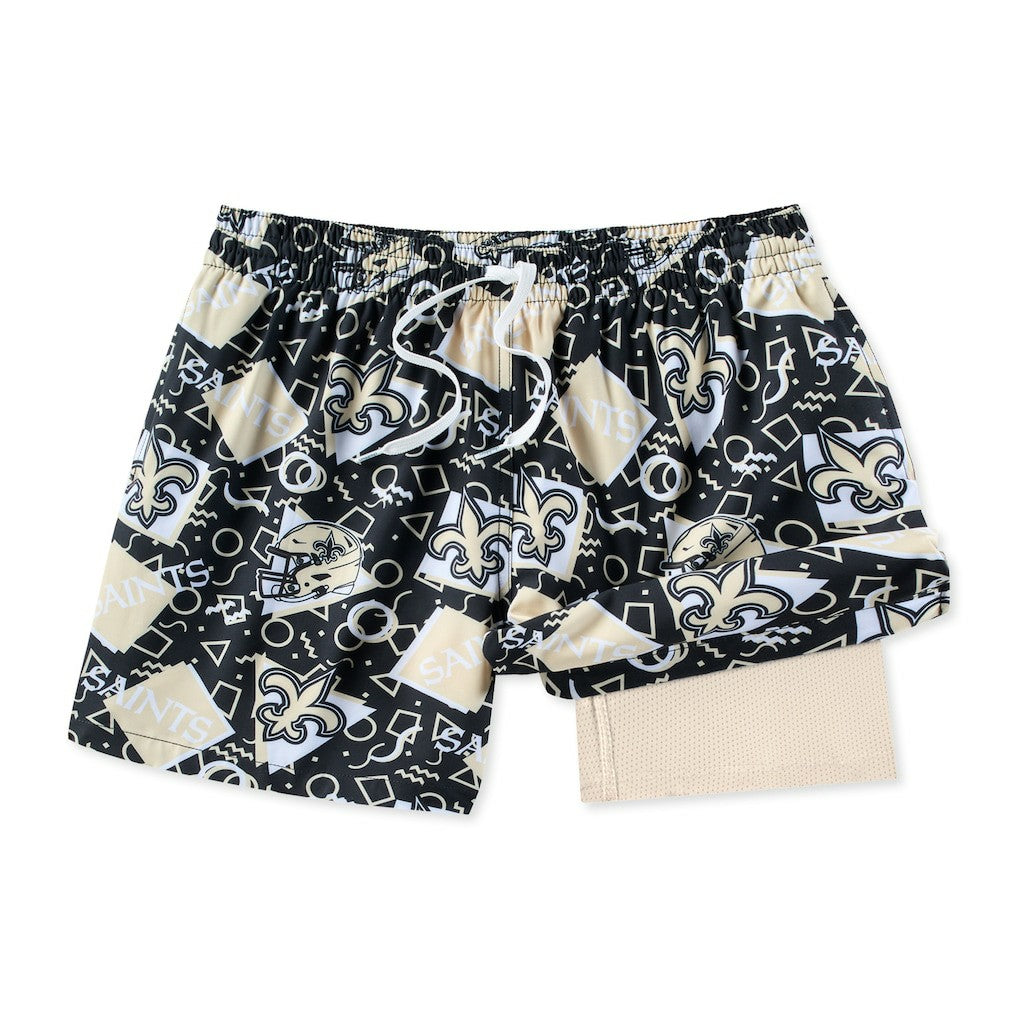 New Orleans Saints Chubbies Game Day Fit Classic Lined Swim Trunks Black | NFL