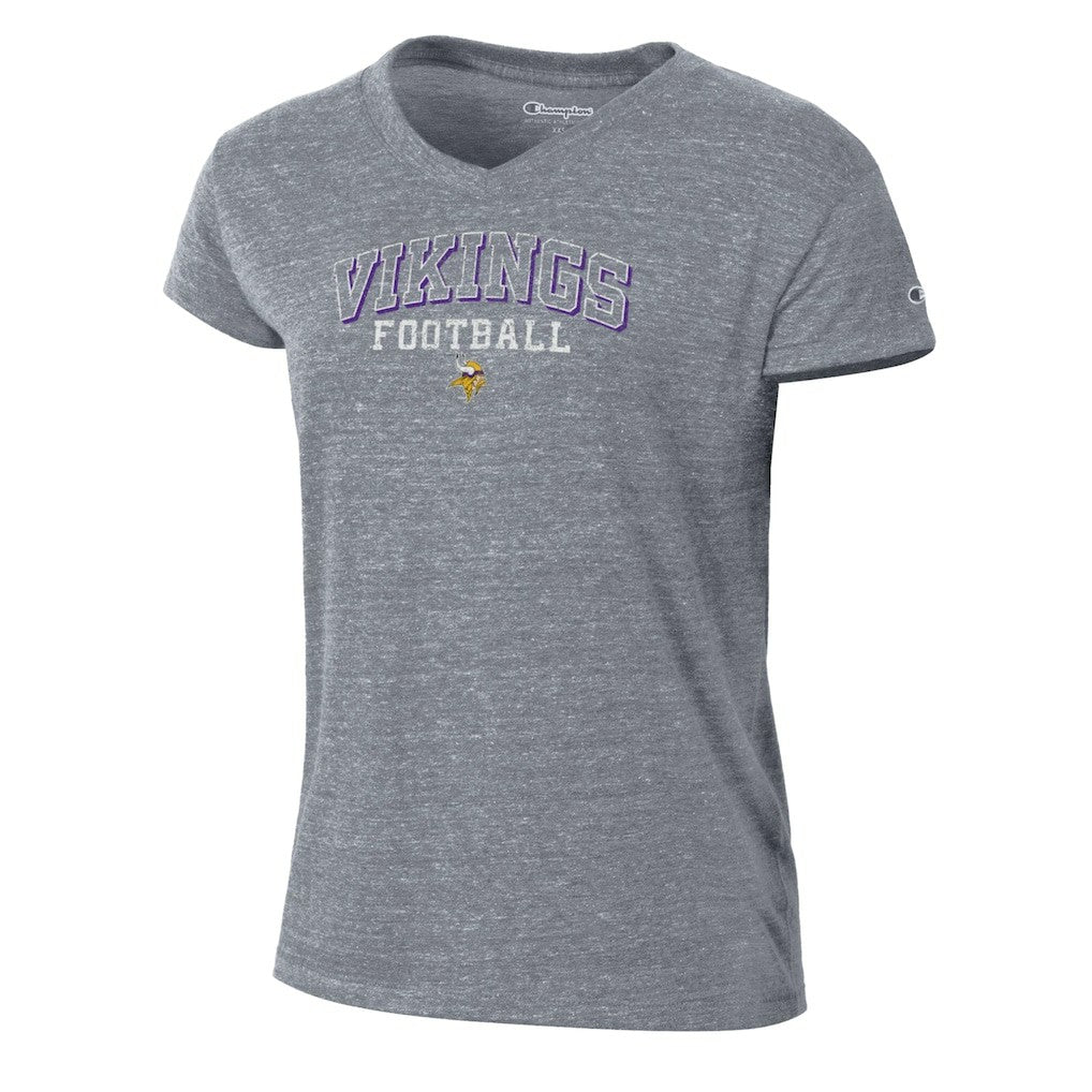 Minnesota Vikings Champion Women's Triumph Tri-Blend V-Neck T-Shirt Heather Gray | NFL