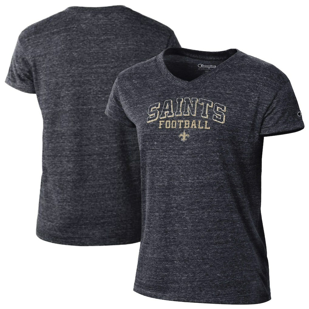 New Orleans Saints Champion Women's Triumph Tri-Blend V-Neck T-Shirt Black | NFL