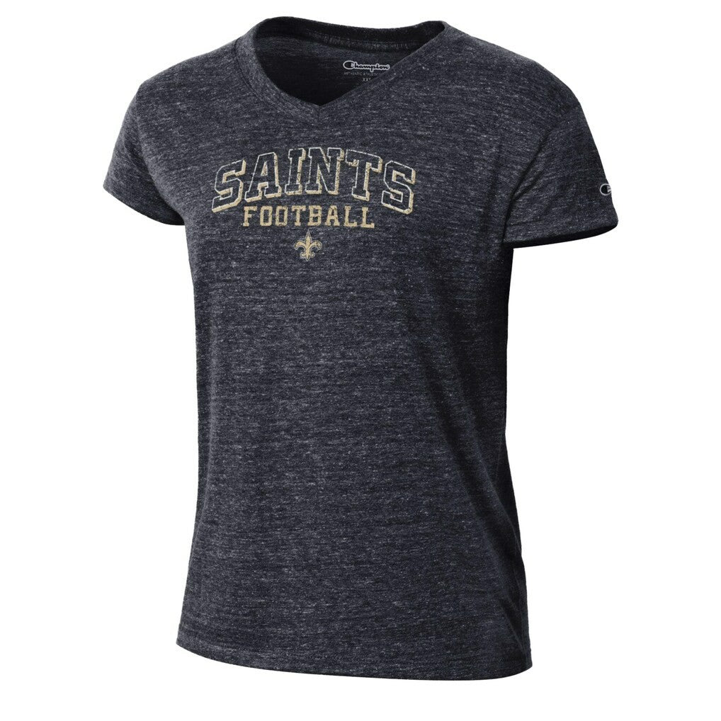New Orleans Saints Champion Women's Triumph Tri-Blend V-Neck T-Shirt Black | NFL