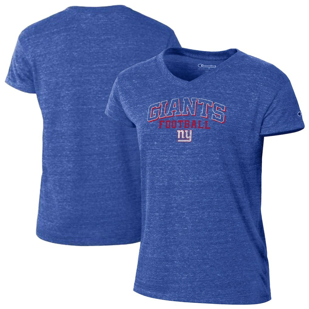 New York Giants Champion Women's Triumph Tri-Blend V-Neck T-Shirt Royal | NFL