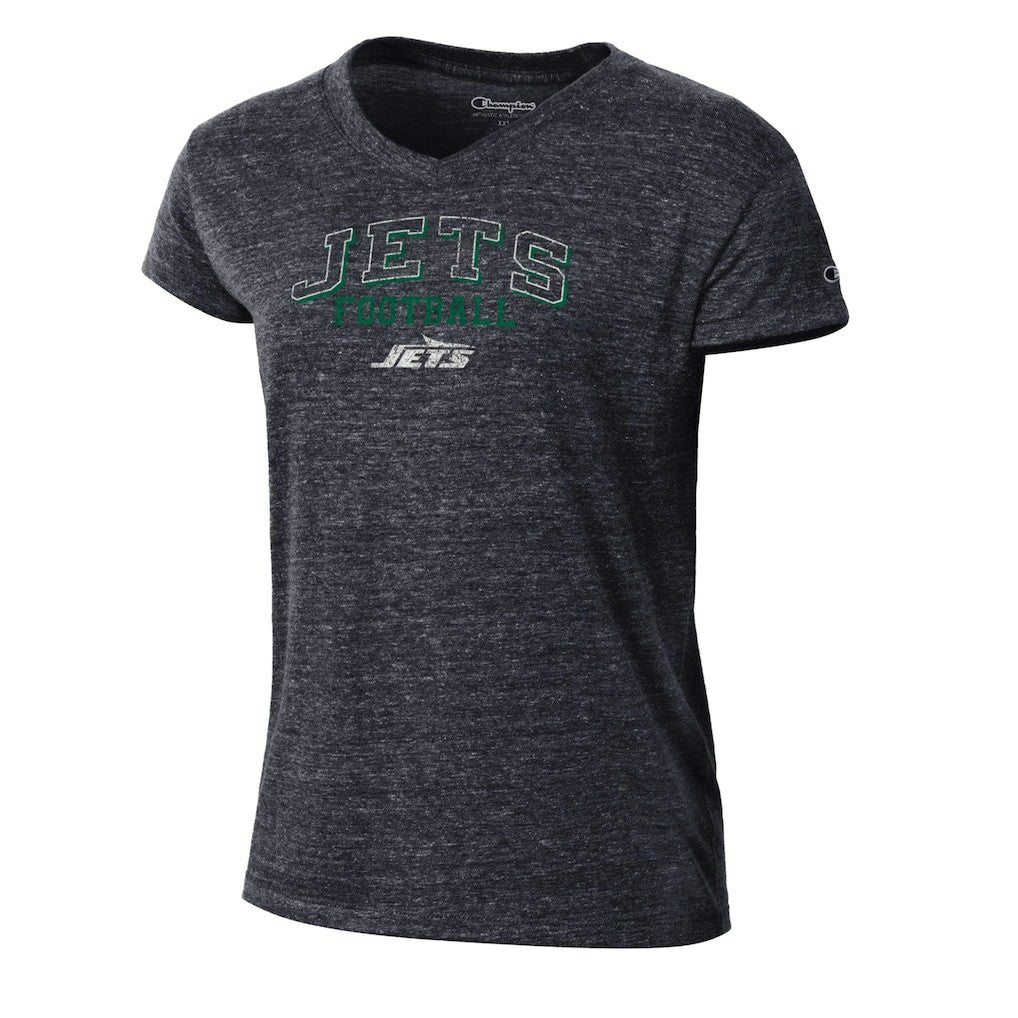 New York Jets Champion Women's Triumph Tri-Blend V-Neck T-Shirt Black | NFL