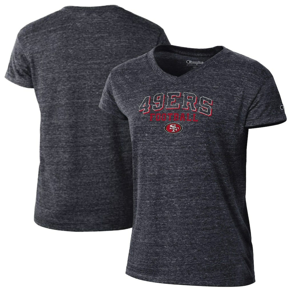 San Francisco 49ers Champion Women's Triumph Tri-Blend V-Neck T-Shirt Black | NFL