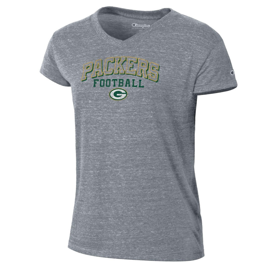 Green Bay Packers Champion Women's Triumph Tri-Blend V-Neck T-Shirt Heather Gray | NFL
