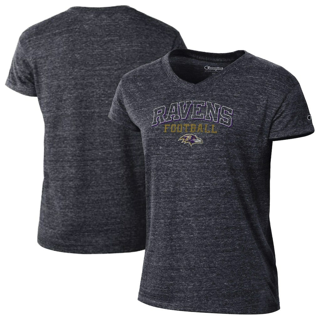 Baltimore Ravens Champion Women's Triumph Tri-Blend V-Neck T-Shirt Black | NFL
