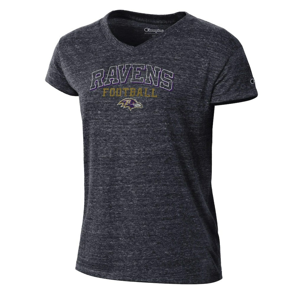 Baltimore Ravens Champion Women's Triumph Tri-Blend V-Neck T-Shirt Black | NFL