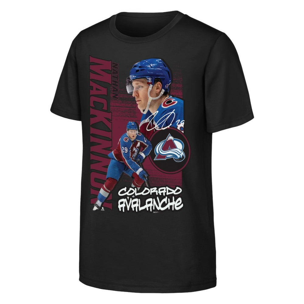 Nathan MacKinnon Colorado Avalanche Outerstuff Youth Playmaker T-Shirt - Black - NHL