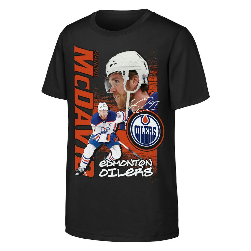 Connor McDavid Edmonton Oilers Outerstuff Youth Playmaker T-Shirt - Black - NHL