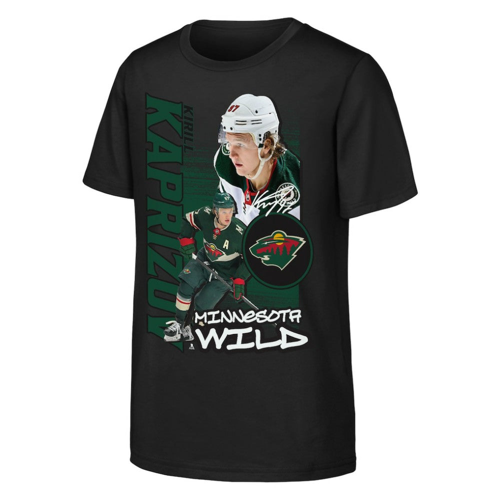 Kirill Kaprizov Minnesota Wild Outerstuff Youth Playmaker T-Shirt - Black - NHL
