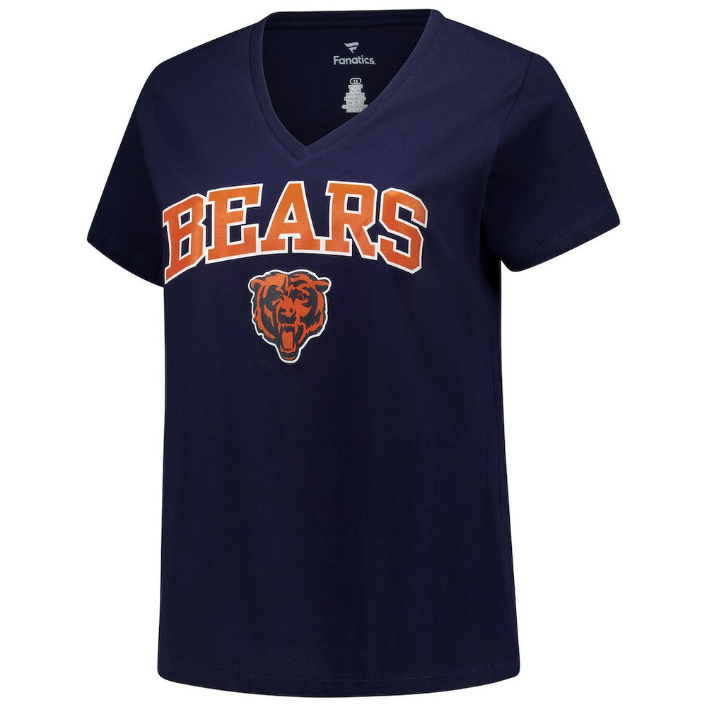 Chicago Bears Women's Plus Size Arch Over Logo V-Neck T-Shirt Navy | Fanatics