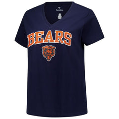 Chicago Bears Women's Plus Size Arch Over Logo V-Neck T-Shirt Navy | Fanatics
