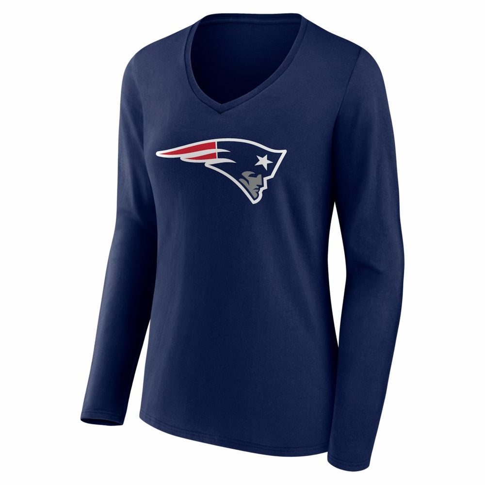 Drake Maye New England Patriots Women's Nickname V-Neck Long Sleeve T-Shirt Navy | NFL