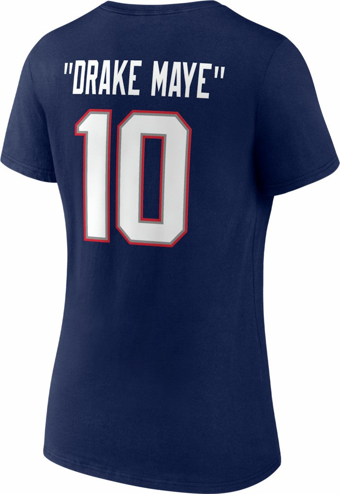 Drake Maye New England Patriots Women's Nickname V-Neck T-Shirt Navy | NFL