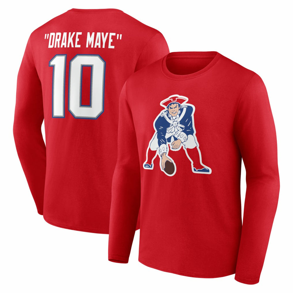 Drake Maye New England Patriots Nickname Long Sleeve T-Shirt Red | NFL