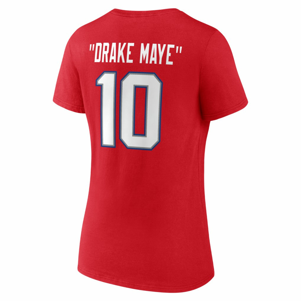 Drake Maye New England Patriots Women's Nickname V-Neck T-Shirt Red | NFL