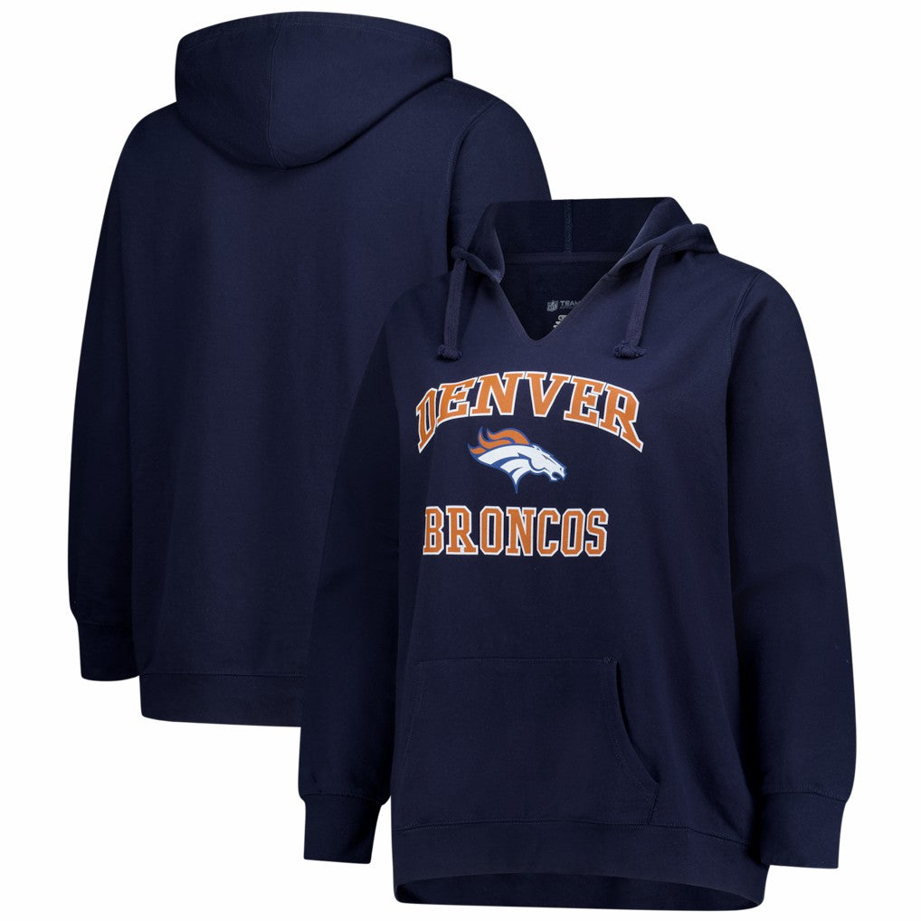 Denver Broncos Women's Plus Size Heart & Soul Notch Neck Hoodie Navy | Fanatics