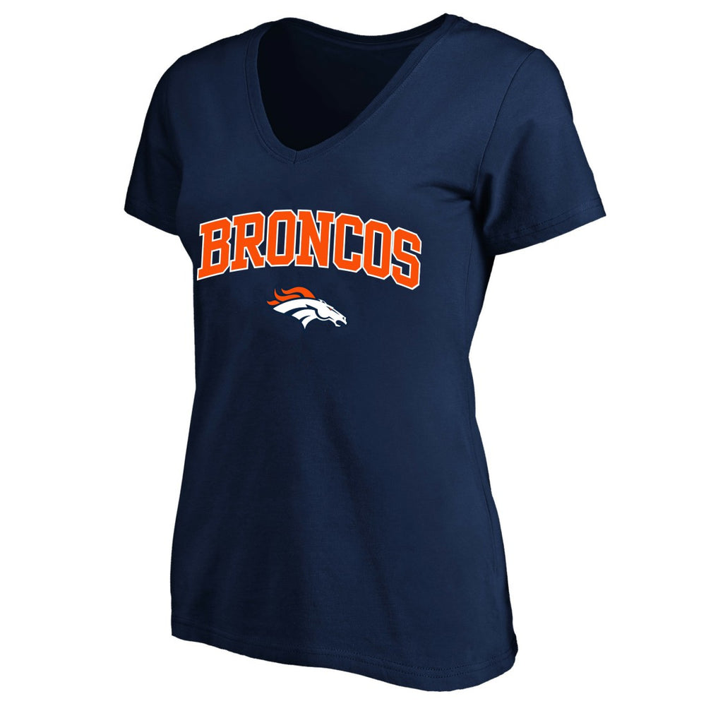 Denver Broncos Women's Plus Size Arch Over Logo V-Neck T-Shirt Navy | Fanatics