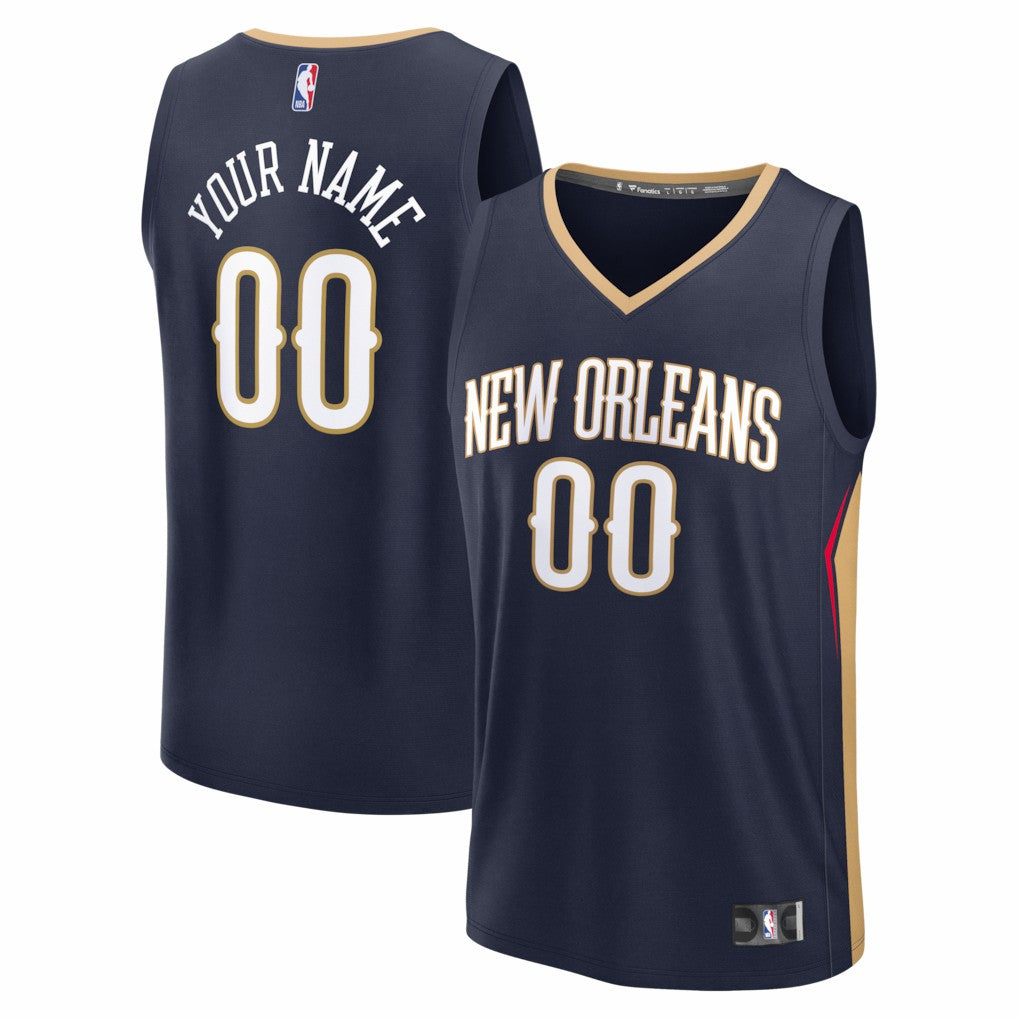 New Orleans Pelicans Fastbreak Custom Jersey Icon Edition Navy - NBA