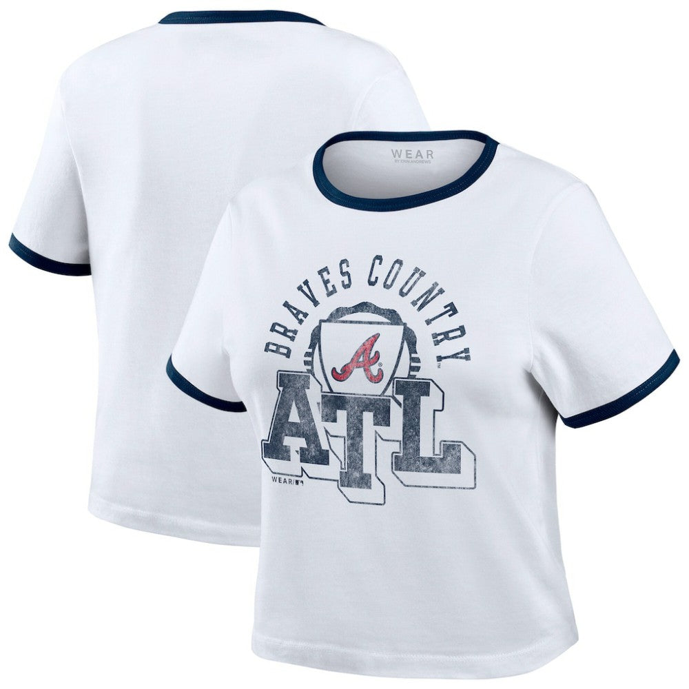 Atlanta Braves WEAR by Erin Andrews Women's Ringer Baby T-Shirt - MLB