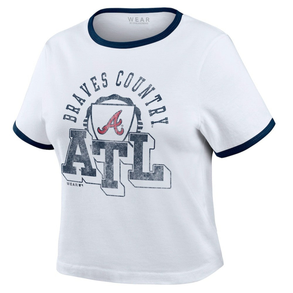 Atlanta Braves WEAR by Erin Andrews Women's Ringer Baby T-Shirt - MLB