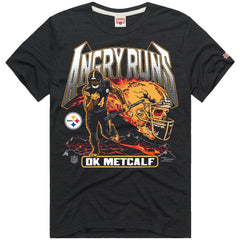 DK Metcalf Pittsburgh Steelers Homage Unisex Angry Runs Player Graphic Tri-Blend T-Shirt Charcoal | NFL