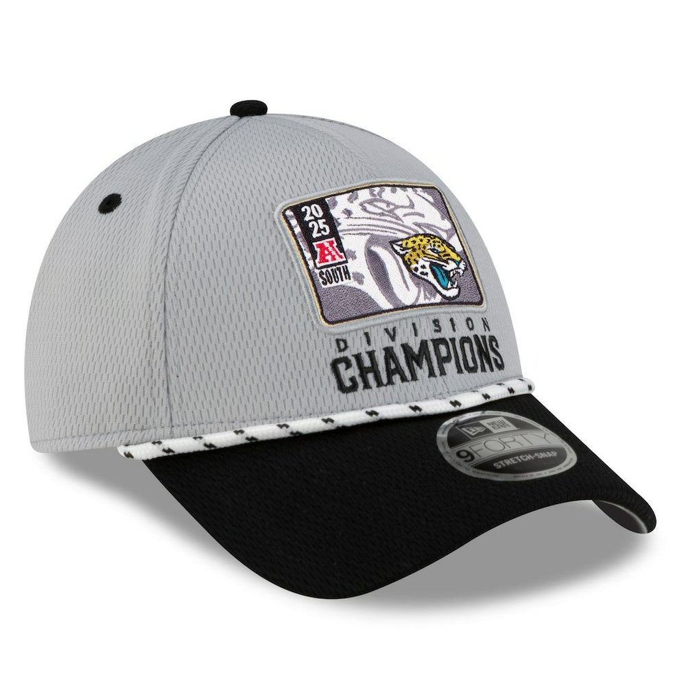 Jacksonville Jaguars New Era 2025 AFC South Division Champions Locker Room Trophy Collection 9FORTY Adjustable Hat Gray/Black | NFL