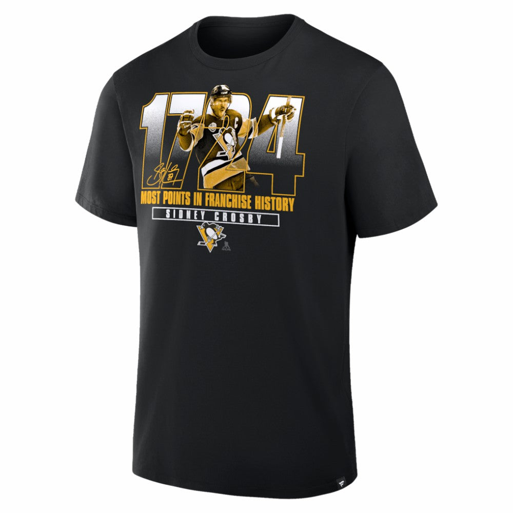 Sidney Crosby Pittsburgh Penguins Most Points in Franchise History T-Shirt - Black - NHL