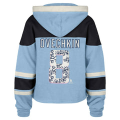 Alexander Ovechkin Washington Capitals '47 Women's Cherry Blossom Superior Lacer Cropped Pullover Hoodie - Light Blue - NHL
