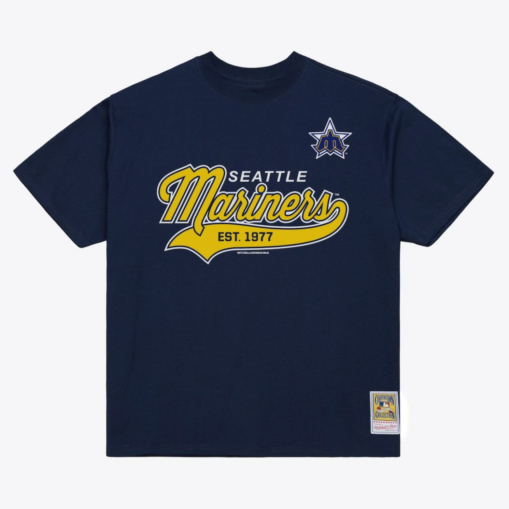 Seattle Mariners Mitchell & Ness Script Sweep Arch T-Shirt - MLB