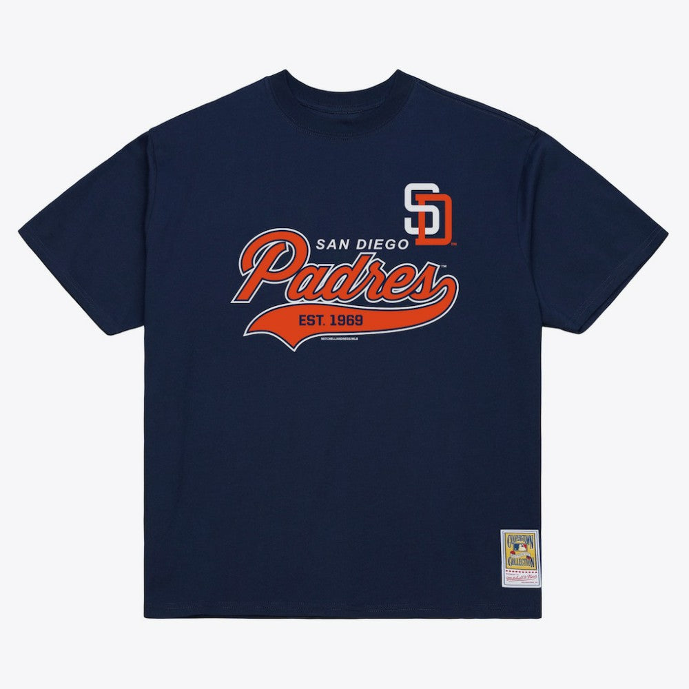 San Diego Padres Mitchell & Ness Script Sweep Arch T-Shirt - MLB